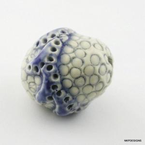 Blue Marine Sprig Porcelain Bead